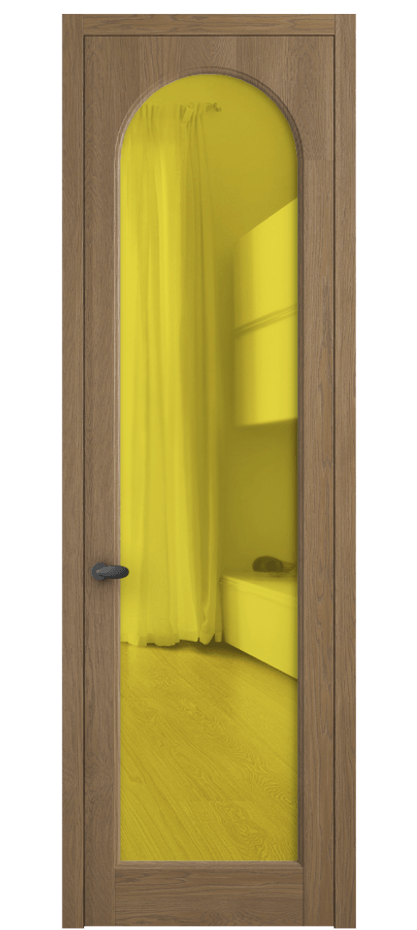 Межкомнатная дверь Palazzo 6804 Дуб мускатный матовый Прозрачное жёлтое стекло, триплекс, 6мм Цена 871200 ₸ | Volhovec