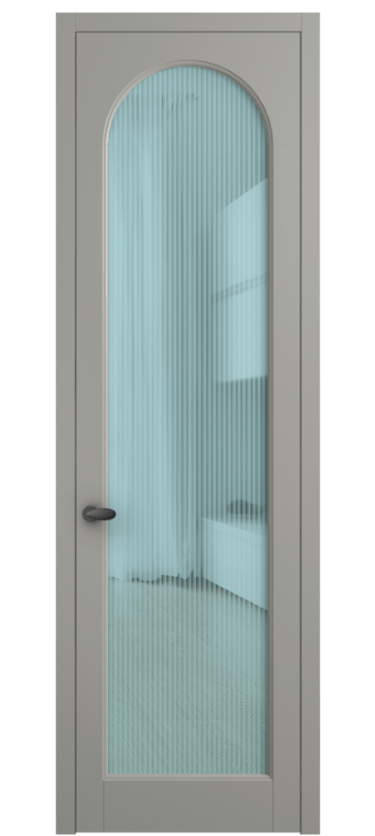Межкомнатная дверь Палаццо 6804 Матовый нейтральный серый Рифлёное голубое стекло "Moru", триплекс Цена 794019 ₸ | Volhovec