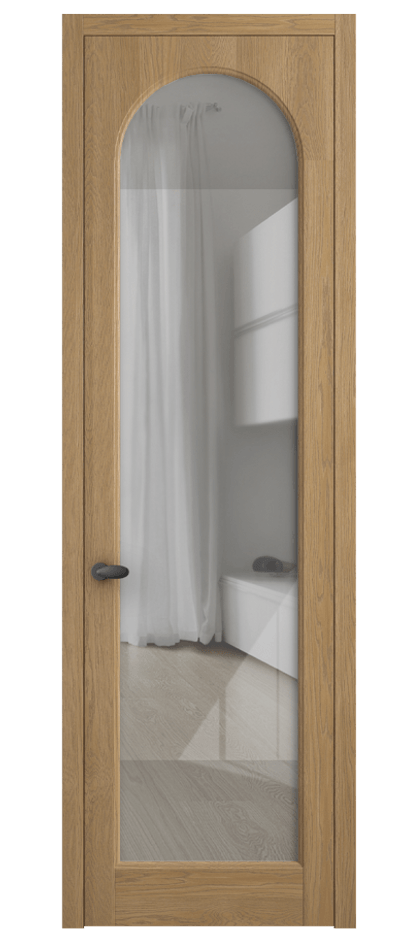 Межкомнатная дверь Палаццо 6804 Дуб пшеничный матовый Рефлективное прозрачное стекло "Стопсол", калёное Цена 1181091 ₸ | Volhovec