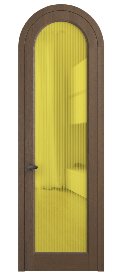 Межкомнатная дверь Палаццо 6814 Дуб туманный матовый Рифлёное жёлтое стекло "Мору", триплекс Цена 1620478 ₸ | Volhovec