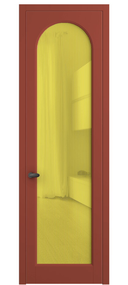 Межкомнатная дверь Палаццо 6804 Матовый белоснежный Рифлёное желтое стекло "Дюна", триплекс Цена 973410 ₸ | Volhovec