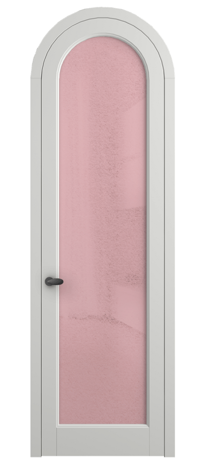 Межкомнатная дверь Палаццо 6814 Матовый светло-серый Фактурное розовое стекло "Лёд", триплекс Цена 991562 ₸ | Volhovec