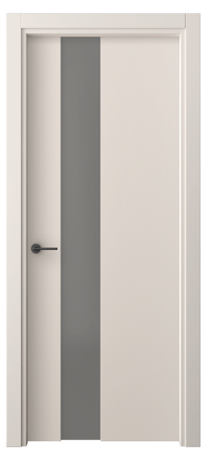 Межкомнатная дверь Freedom 4224 ПЭТ пудровый бежевый Сатинированное серое стекло, триплекс Цена 192200 ₸ | Volhovec