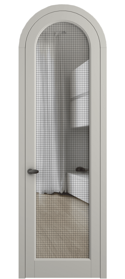 Межкомнатная дверь Palazzo 6814 Матовый тёплый серый Декоративное стекло с сеткой "Mesh silver", триплекс Цена 830900 ₸ | Volhovec
