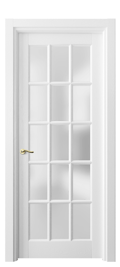 Межкомнатная дверь Лигнум 0708 Дуб белоснежный Сатинированное стекло Цена 1189936 ₸ | Volhovec