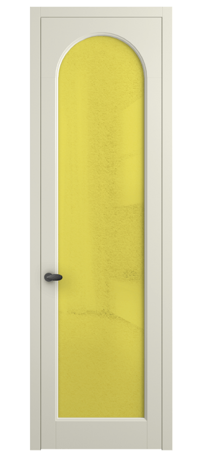 Межкомнатная дверь Палаццо 6804 Матовый молочно-белый Фактурное жёлтое стекло "Лёд", триплекс Цена 778899 ₸ | Volhovec
