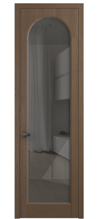 Межкомнатная дверь Палаццо 6804 Дуб туманный матовый Рефлективное серое стекло "Stopsol", калёное Цена 1181091 ₸ | Volhovec