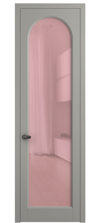 Межкомнатная дверь Палаццо 6804 Матовый нейтральный серый Рифлёное розовое стекло "Дюна", триплекс Цена 778899 ₸ | Volhovec