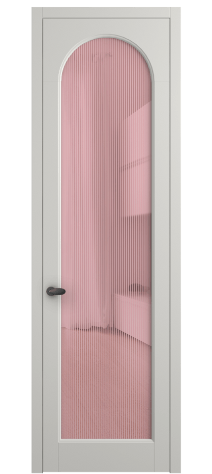 Межкомнатная дверь Палаццо 6804 Матовый серый Рифлёное розовое стекло "Дюна", триплекс Цена 778899 ₸ | Volhovec