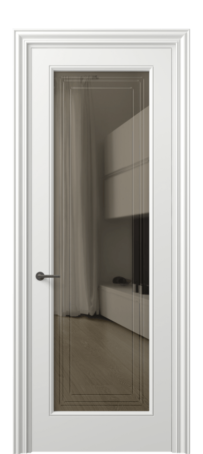 Межкомнатная дверь Mascot 8400 Матовый светло-серый Прозрачное бронзовое стекло с гравировкой "Грани", триплекс, 7 мм Цена 387370 ₸ | Volhovec