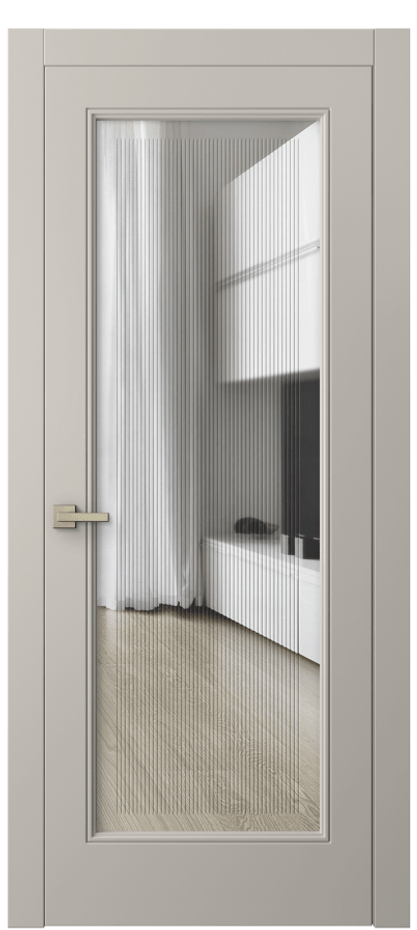 Межкомнатная дверь Linea 8300 Матовый светло-бежевый Прозрачное стекло с гравировкой "Каннелюры", триплекс Цена 522280 ₸ | Volhovec