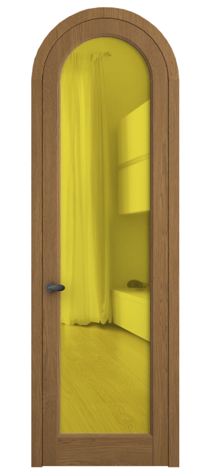 Межкомнатная дверь Palazzo 6814 Дуб пряный матовый Прозрачное жёлтое стекло, триплекс Цена 1287600 ₸ | Volhovec