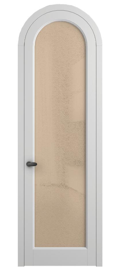 Межкомнатная дверь Палаццо 6814 Матовый белоснежный Фактурное оранжевое стекло "Лёд", триплекс Цена 991562 ₸ | Volhovec