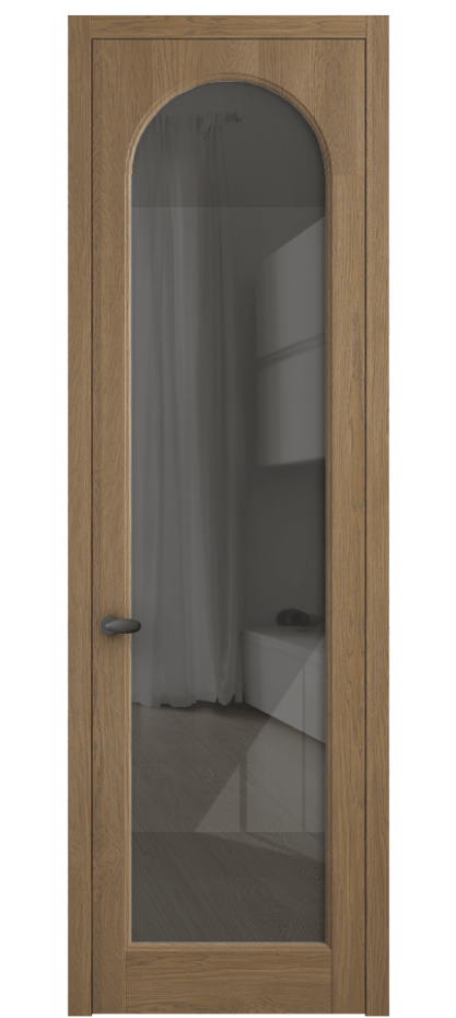 Межкомнатная дверь Палаццо 6804 Дуб мускатный матовый Рефлективное серое стекло "Стопсол", калёное Цена 1213599 ₸ | Volhovec
