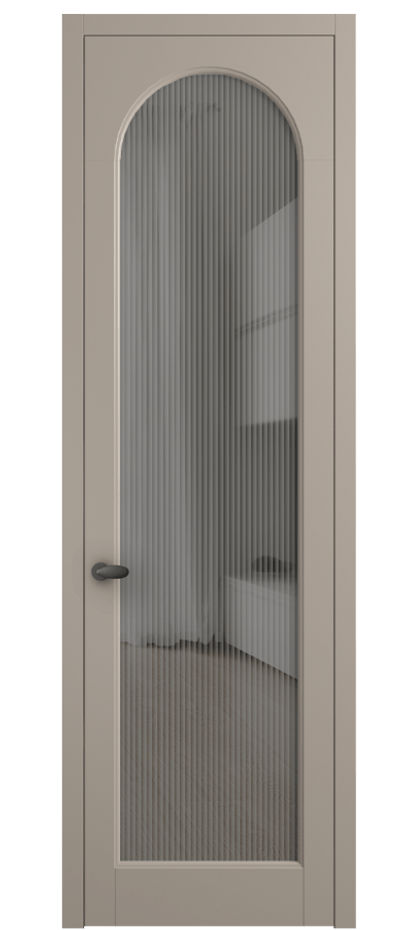 Межкомнатная дверь Palazzo 6804 Матовый бисквитный Рифлёное серое стекло "Moru", триплекс Цена 655400 ₸ | Volhovec