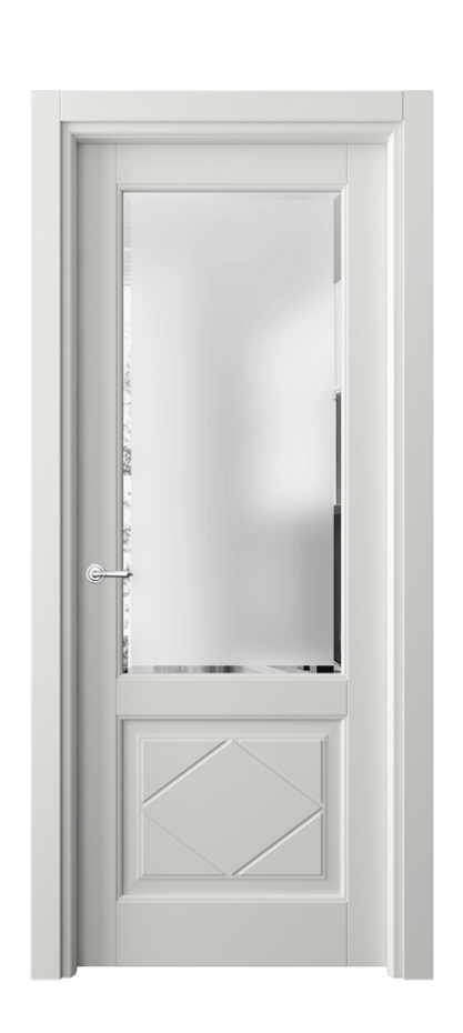 Межкомнатная дверь Тоскана Ромбо 6342 Матовый светло-серый Сатинированное стекло с фацетом Цена 763552 ₸ | Volhovec