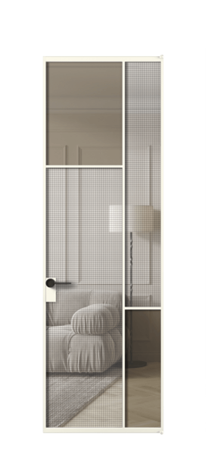 Межкомнатная дверь Mosaic АЛПЛ041.10 Алюминий жемчужный Mesh silver + Бронза прозрачное триплекс Цена 943050 #CURRENCY# | Volhovec