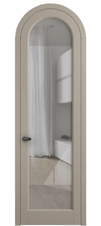 Межкомнатная дверь Палаццо 6814 Матовый бисквитный Рефлективное прозрачное стекло "Стопсол", калёное Цена 1030118 ₸ | Volhovec