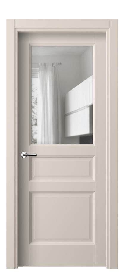 Межкомнатная дверь Галант 1432 ПЭТ пудровый бежевый Прозрачное стекло Цена 203810 ₸ | Volhovec