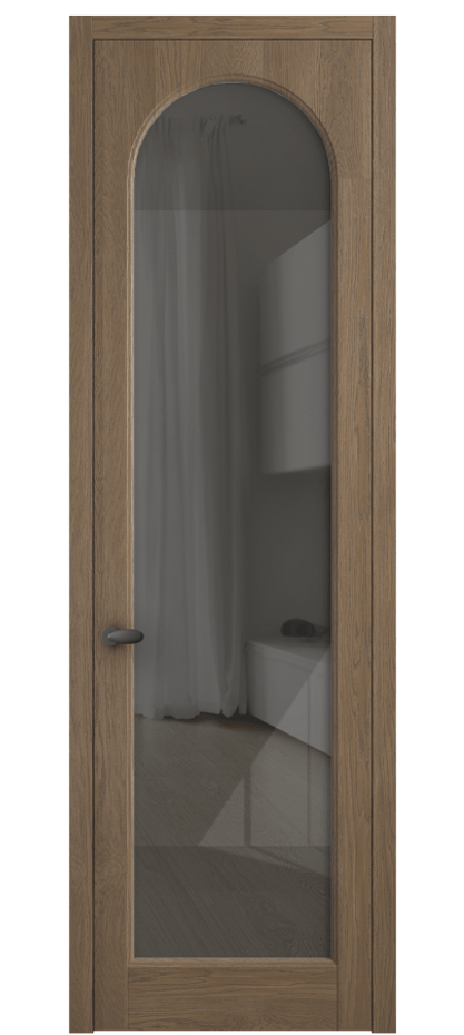 Межкомнатная дверь Палаццо 6804 Дуб джутовый матовый Рефлективное серое стекло "Стопсол", калёное Цена 1181091 ₸ | Volhovec