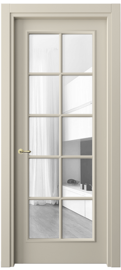 Межкомнатная дверь Париж 8102 Матовый бежево-серый Прозрачное стекло Цена 466633 ₸| Volhovec