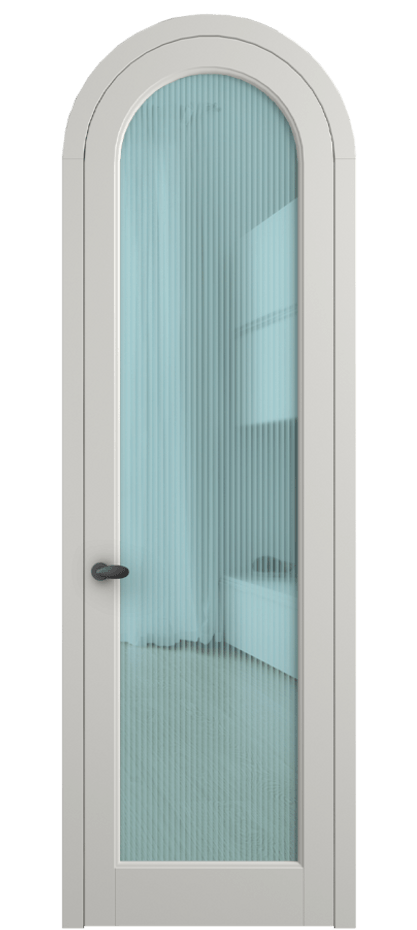 Межкомнатная дверь Палаццо 6814 Матовый серый Рифлёное голубое стекло "Мору", триплекс Цена 1006682 ₸ | Volhovec