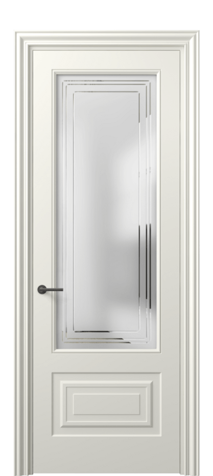 Межкомнатная дверь Mascot 8442 Матовый жемчужный Сатинированное стекло с гравировкой "Грани", триплекс, 7 мм Цена 387370 ₸ | Volhovec