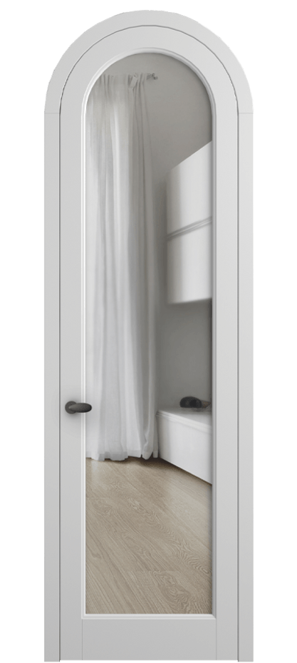 Межкомнатная дверь Палаццо 6814 Матовый белоснежный Прозрачное стекло Цена 946202 ₸ | Volhovec