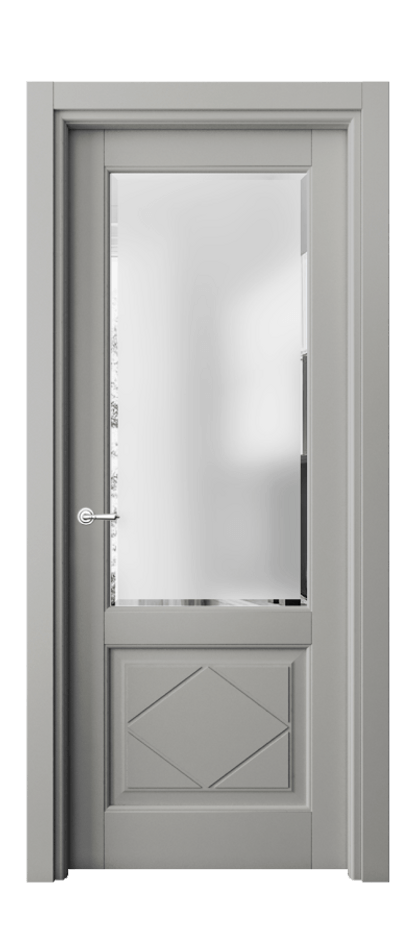 Межкомнатная дверь Тоскана Ромбо 6342 Матовый нейтральный серый Сатинированное стекло с фацетом Цена 734068 ₸ | Volhovec