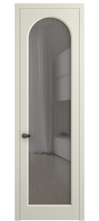 Межкомнатная дверь Палаццо 6804 Матовый молочно-белый Рифлёное серое стекло "Moru", триплекс Цена 794019 ₸ | Volhovec