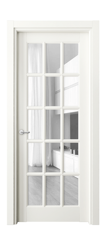Межкомнатная дверь Тоскана Грильято 6311 Матовый жемчужный Прозрачное стекло Цена 845956 ₸ | Volhovec