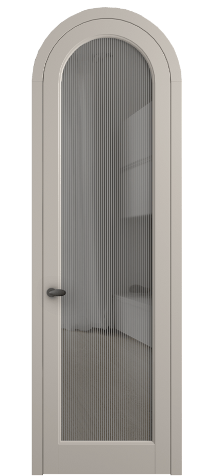 Межкомнатная дверь Палаццо 6814 Матовый светло-бежевый Рифлёное серое стекло "Дюна", триплекс Цена 991562 ₸ | Volhovec