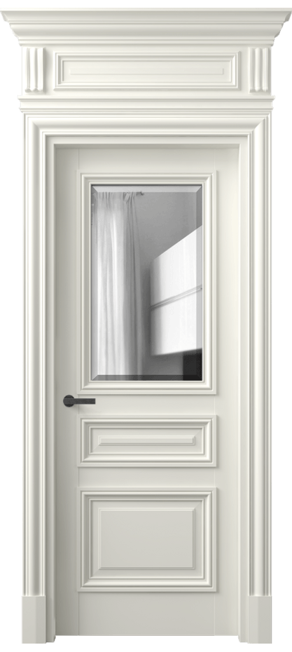 Межкомнатная дверь Антик 7304 Матовый жемчужный Двустороннее зеркало с фацетом, триплекс Цена 1264856 ₸ | Volhovec