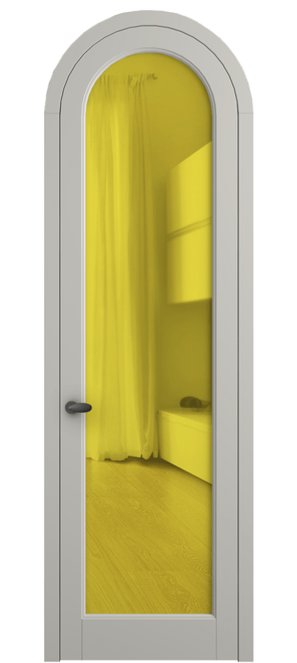 Межкомнатная дверь Палаццо 6814 Матовый тёплый серый Прозрачное жёлтое стекло, триплекс Цена 946202 ₸ | Volhovec