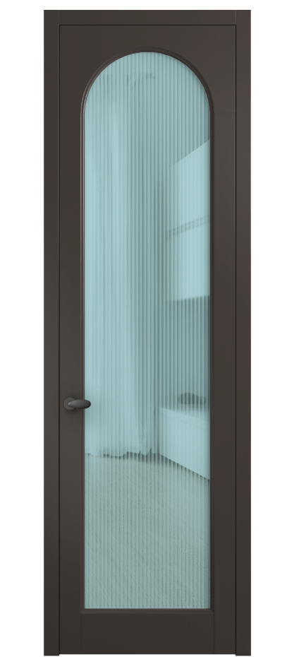 Межкомнатная дверь Палаццо 6804 Матовый антрацит Рифлёное голубое стекло "Мору", триплекс Цена 794019 ₸ | Volhovec