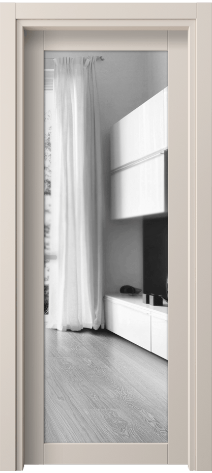 Межкомнатная дверь Neo 2102 ПЭТ пудровый бежевый Двустороннее зеркало, триплекс Цена 138520 ₸ | Volhovec