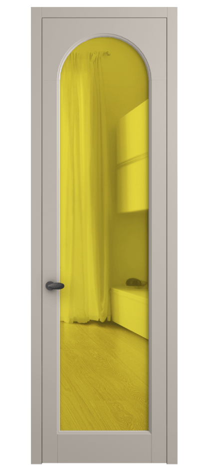 Межкомнатная дверь Палаццо 6804 Матовый светло-бежевый Прозрачное жёлтое стекло, триплекс Цена 733539 ₸ | Volhovec