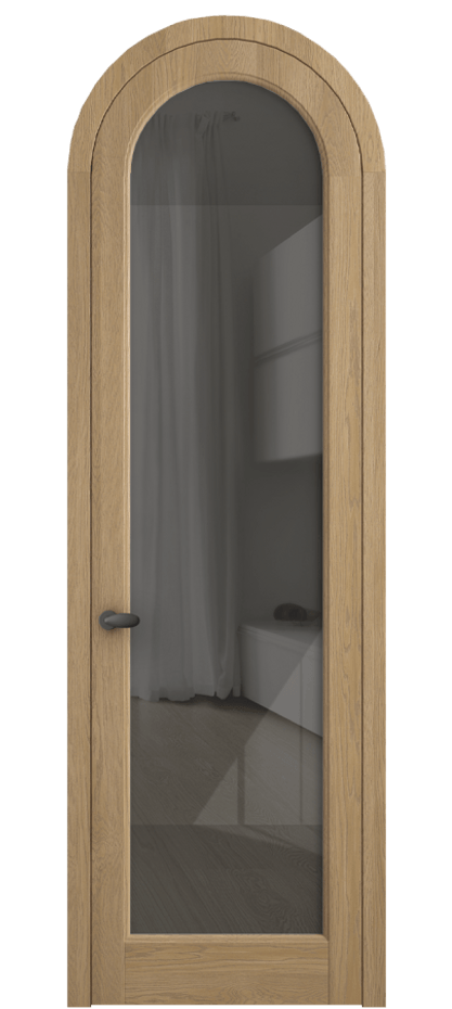 Межкомнатная дверь Палаццо 6814 Дуб соломенный матовый Рефлективное серое стекло "Стопсол", калёное Цена 1620478 ₸ | Volhovec