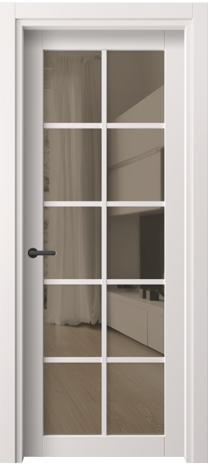 Межкомнатная дверь Нео 2106 ПЭТ кремово-серый Прозрачное бронзовое стекло, триплекс Цена 86940 ₸ | Volhovec