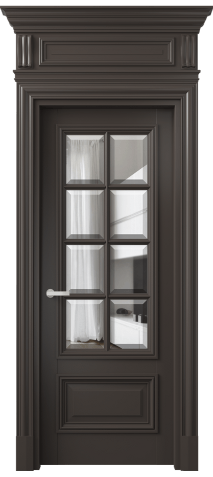 Дверь межкомнатная Антик 7316 Матовый антрацит Прозрачное стекло с фацетом КЭП + Объёмный фриз + Карниз МАН Цена 1373720 ₸ Наличники уже входят в базовый комплект. Фабрика дверей Волховец 8 (800) 551 43 19 Межкомнатная дверь Антик 7316 Матовый антрацит Прозрачное стекло с фацетом Цена 1373720 ₸ | Volhovec
