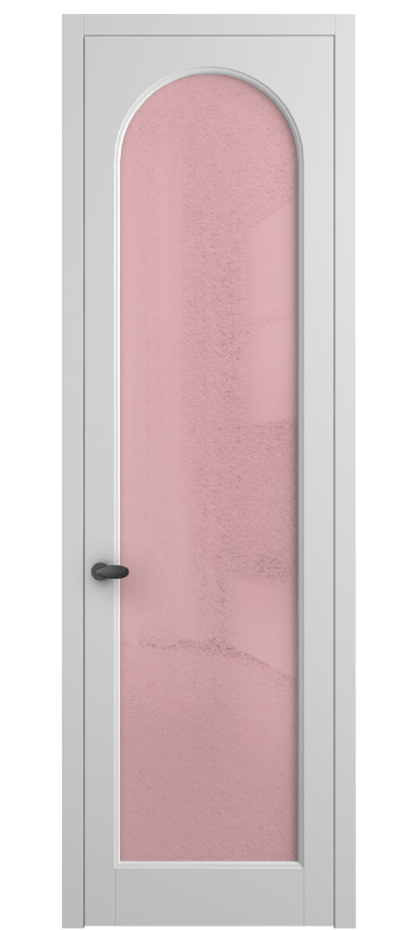 Межкомнатная дверь Палаццо 6804 Матовый белоснежный Фактурное розовое стекло "Лёд", триплекс Цена 778899 ₸ | Volhovec