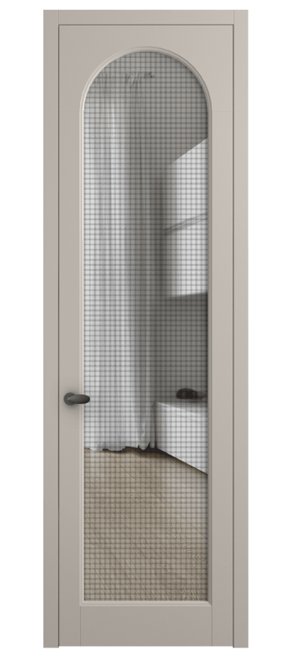 Межкомнатная дверь Palazzo 6804 Матовый светло-бежевый Декоративное стекло с сеткой "Mesh silver", триплекс Цена 655400 ₸ | Volhovec