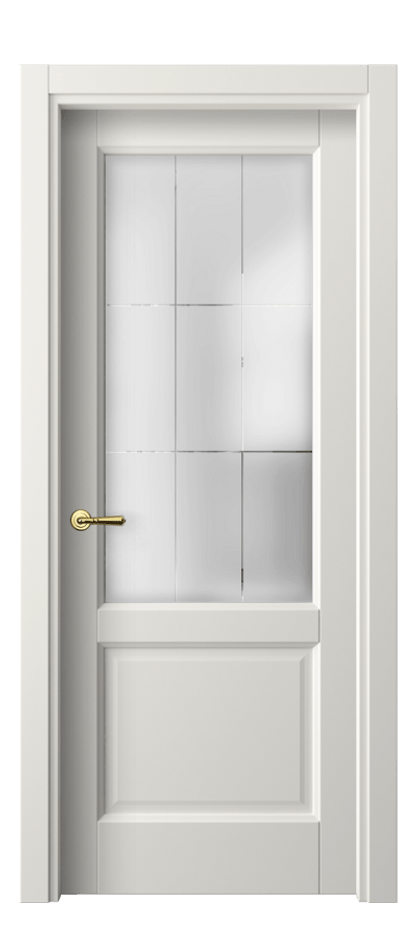 Межкомнатная дверь Galant 1422 Софт-тач белоснежный Сатинированное стекло с гравировкой "Лофт", 4 мм Цена 153750 ₸ | Volhovec