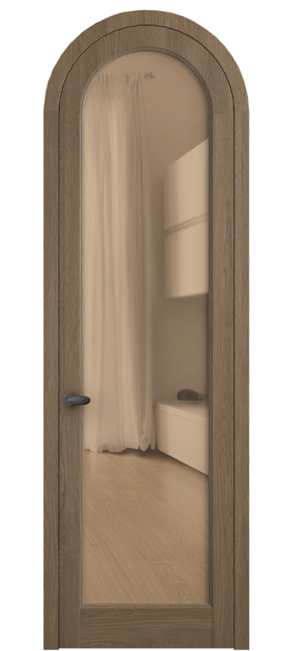 Межкомнатная дверь Palazzo 6814 Дуб джутовый матовый Прозрачное оранжевое стекло, триплекс, 6мм Цена 1211400 ₸ | Volhovec