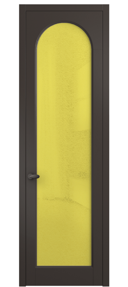 Межкомнатная дверь Палаццо 6804 Матовый антрацит Фактурное жёлтое стекло "Лёд", триплекс Цена 778899 ₸ | Volhovec