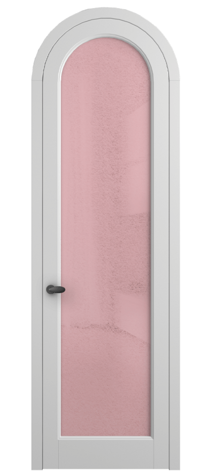 Межкомнатная дверь Палаццо 6814 Матовый белоснежный Фактурное розовое стекло "Лёд", триплекс Цена 991562 ₸ | Volhovec