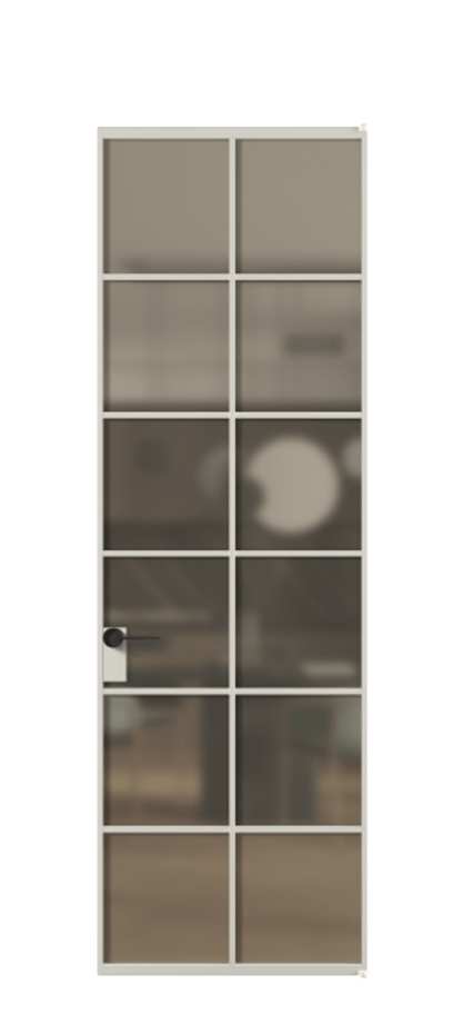 Алюминиевая дверь АЛПЛ040.05 Алюминий тёплый серый Сатинированное бронзовое стекло, триплекс Цена 971687  | Volhovec