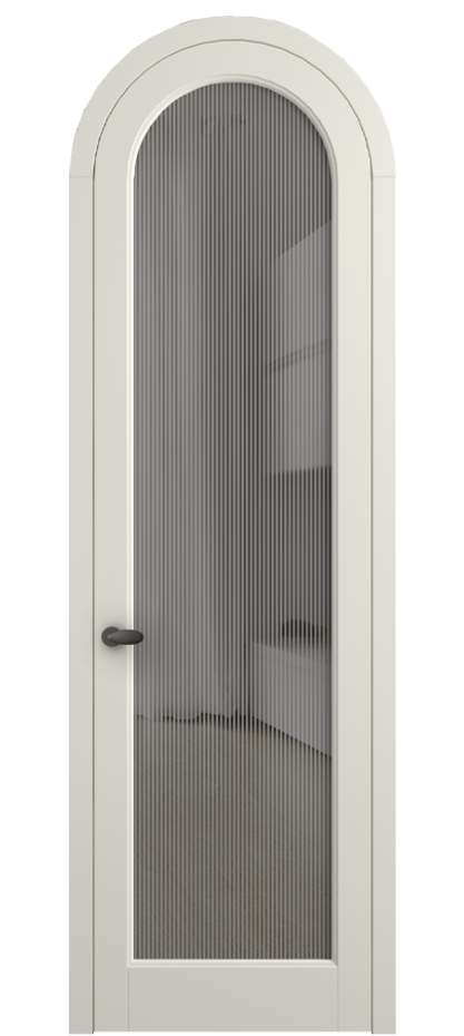 Межкомнатная дверь Палаццо 6814 Матовый жемчужный Рифлёное серое стекло "Дюна", триплекс Цена 991562 ₸ | Volhovec