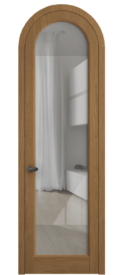 Межкомнатная дверь Палаццо 6814 Дуб пряный матовый Рефлективное прозрачное стекло "Стопсол", калёное Цена 1620478 ₸ | Volhovec