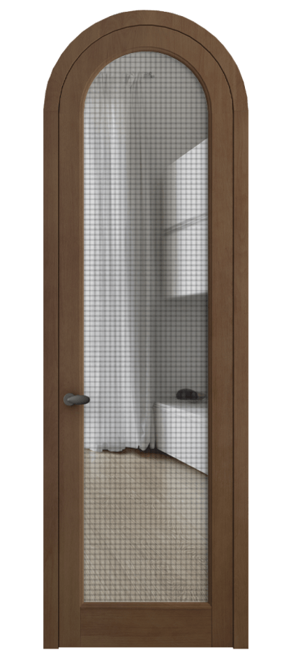 Межкомнатная дверь Palazzo 6814 Бук тёмный матовый Декоративное стекло с сеткой "Mesh silver", триплекс Цена 1121600 ₸ | Volhovec